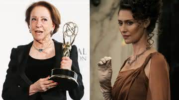 Fernanda Montenegro durante o Emmy Awards 2023; fãz de Harry Potter fizeram petição para que ela interpretasse Vicência Santos, papel de Maria Fernanda Cândido em Animais Fantásticos (Fotos: Neilson Barnard/Getty Images - Warner Bros. Pictures) - Divulgação